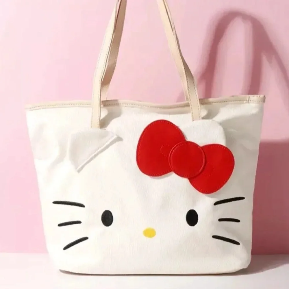 Hello Kitty White Tote Bag with Red Bow
